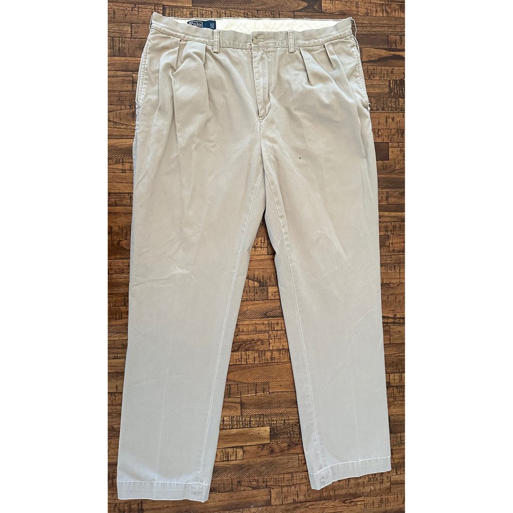 Polo Ralph Lauren Ethan‎ Pant Men's Khaki Beige Cotton Trousers Pony Logo 38x34